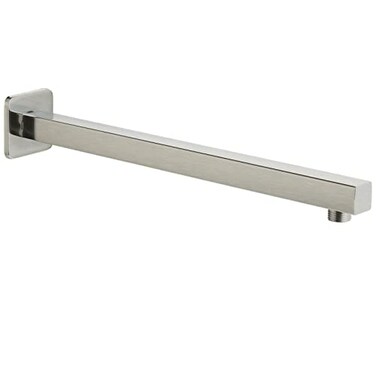 Voolan 20 Square Shower Arm with Flange and Teflon Tape Extension Shower Head Arm for Bathroom Fixed Shower Head Solid Stainless Steel Wall Mounted Brushed Nickel