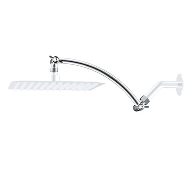 Hibbent All Metal 10 Shower Head Extension Arm Solid Brass Flexible Height Angle Adjustable Shower Arm Extender with Lock Joint Universal Connection Stainless Steel Pipe Height Extending Chrome