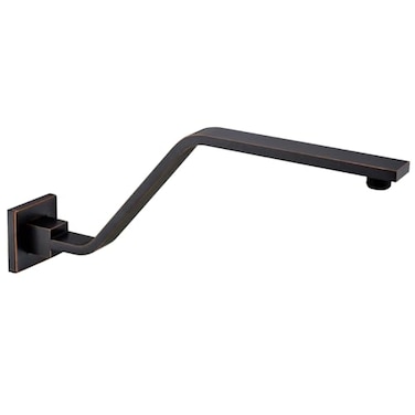 BESTILL 16 Inch S Shape Oil Rubbed Bronze Shower Head Arm Square Wall Mounted Shower Arm and Flange Included
