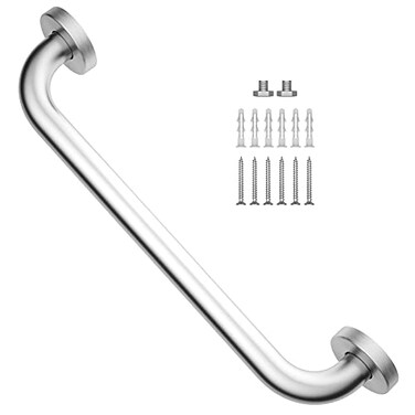 iMomwee Brushed Nickel Grab Bar 16 Inch Stainless Steel Safety Grab Bar Wall Mounted Balanced Support Bar for Toilet Handicap Bathroom Safety Rail for Elderly Senior Shower Bath Handle