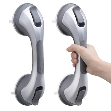 TAILI Shower Handles for Elderly Suction 2 Pack 12 Inch Shower Grab Bars for Seniors Grab Bars for Bathtubs and Showers No Drilling Removable Safety Shower Grip SilverG9