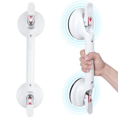 HEINSY 19inch Suction Shower Grab Bar Portable Shower Handle Bar Suction Grip Bar Bathtub Handle with Strong Hold Suction Cup Fitting and Rapid Release for BathroomMax Capacity 300lb