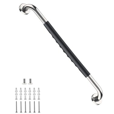 iMomwee AntiSlip Chrome Bathroom Grab Bar 24 inch Stainless Steel Shower Handrail for Elderly Wall Mounted Safety Handicap Bars Balanced Support Handle Bar for Senior