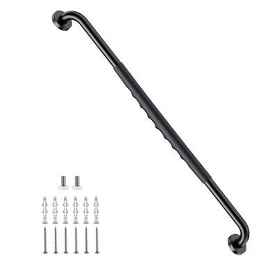iMomwee AntiSlip Grab Bar 32 inch Stainless Steel Black Shower Handrail for Elderly Wall Mounted Safety Handicap Bars Balanced Support Handle Bathroom Bar for Senior