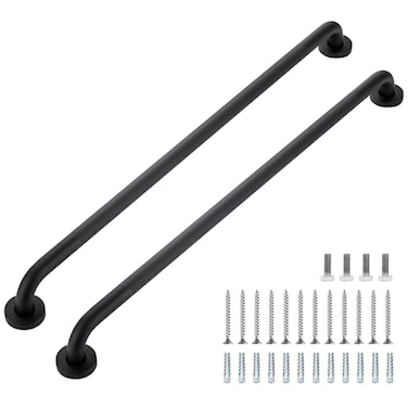 Ravinte Hardware Grab Bars for Shower 2 Pack 32Inch Anti Slip Shower Handles for Elderly Safety Shower Grab Bar Stainless Steel Handicap Grab Bars for Bathroom Black 1 Diameter