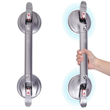 HEINSY 21inch Upgrade Suction Shower Grab Bar Portable Shower Handle Bar Suction Grip Bar Bathtub Handle with Strong Hold Suction Cup Fitting and Rapid Release for BathroomMax Capacity 300lb