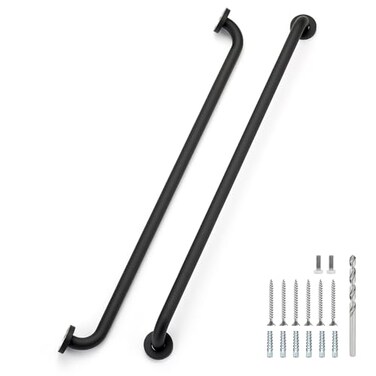 JOY DECOR 32 Inch Grab Bars for Shower Stainless Steel Safety Handicap Grab Bars for Bathroom AntiSlip Shower Handle Wall Mounted 2 Pack Matte Black