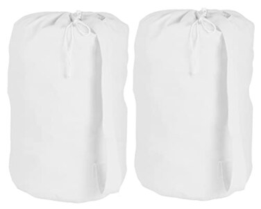 ACCENTHOME Accent Home Cotton Canvas Laundry Bags With Drawstring 2 Pack LARGE Travel Storage Bags 15 x 28 Heavy Duty Multi Use Washable Dirty Clothes Organizer Easy Fits a Laundry Hamper Mesh Basket