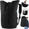 JOINPRO Laundry Backpack Bag 125L Extra Large Heavy Duty for College Dorm Apartment Durable Thick Material Laundry Hamper with Padded Straps for Easy Carry 3 Pockets for Travel Laundromat Black