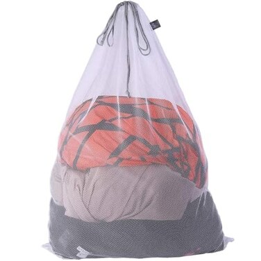 Kimmama XL Large Mesh Laundry Heavy Duty Big Hole Coarse Mesh Bag with Drawstring Strap24 x 36 White Travel Storage Bag for ClothesCampingLaundromatDormCollegeCarrying