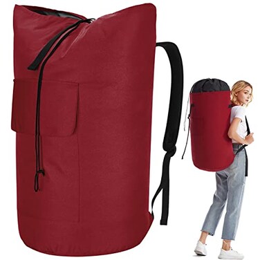 &Atilde;&fnof;zhido Backpack Laundry Bag 115L Heavy Duty Extra Large College Laundry Backpack Dirty Clothes Bag with Shoulder Straps Laundry Hamper Bag with Drawstring Closure for College Dorm Apartment Red
