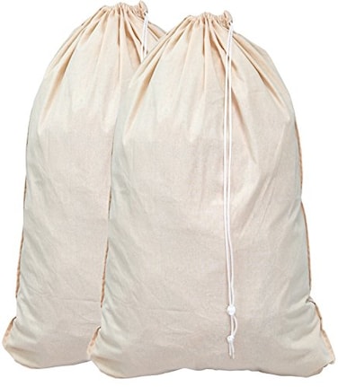 Simple Houseware Extra Large Natural Cotton Laundry Bag Beige 28 x 36 2 Pack