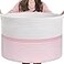 CHICVITA Extra Large Cotton Rope Woven Basket XXL Throw Blanket Storage Basket with Handles Pink Decorative Clothes Hamper Laundry Hamper 22 x 22 x 14