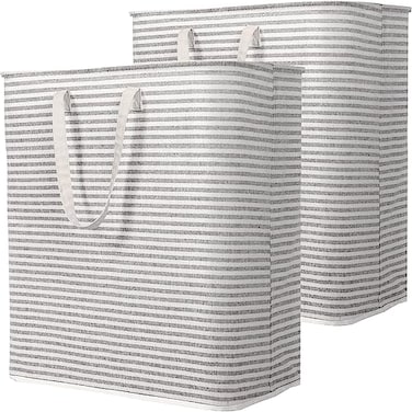 Lifewit 2 Pack Laundry Basket 100L Each Collapsible Clothes Hamper with Reinforced Handles Freestanding Waterproof Design for Bedroom and Laundry Room Grey 200L Total