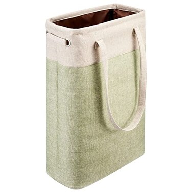 i BKGOO Laundry Basket with Handles BeigeGreen Slim Laundry Bin Collapsible Dirty Clothes Basket Narrow Laundry Bag Foldable Dirty Hamper for Camping Dorms Apartments