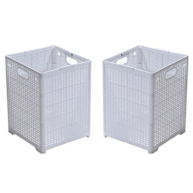 Eslite 42L Collapsible Plastic Laundry BasketsFoldable Laundry HamperPack of 2 White