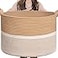 CHICVITA XXL Extra Large Cotton Rope Woven Basket with Handles Throw Blanket Storage Basket Decorative Clothes Hamper 22 x 22 x 14 BrownWhite