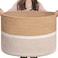 CHICVITA XXL Extra Large Cotton Rope Woven Basket with Handles Throw Blanket Storage Basket Decorative Clothes Hamper 22 x 22 x 14 BrownWhite