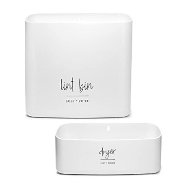 August and Wae Magnetic Lint Bin for Laundry Room Organization and Storage 2 Piece Set Waste Holder and Storage Decor Saves Space with Magnet Mount onto Dryer or Wall Mount Options