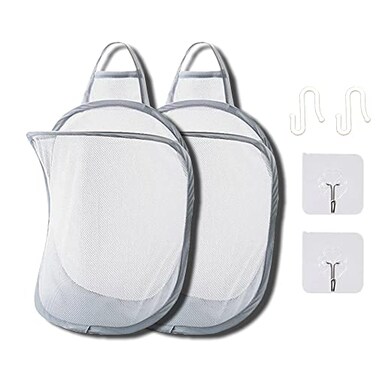 HHSSALIN Mesh Collapsible Small Wall Laundry BasketsHanging Laundry Hamperfor Hotel University Dormitory Use by 2 CLASSIC