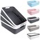 CertBuy 3 Pack Plastic Storage Baskets 14 x 10 x 45 Inch Large Weave Storage Bins with Handle for Cabinet Shelf Kitchen Bedroom Bathroom and office Dark Grey