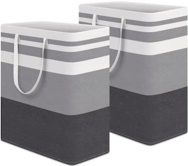 HomeHacks Laundry Basket100L Each Waterproof Freestanding Laundry Hamper Collapsible Tall Clothes Hamper with Extended Handles for Clothes Toys in The Dorm and Family 2Pack Gradient Grey