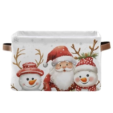 Bolaz Christmas Snowman Storage BasketLarge Storage Bin Fabric Collapsible Organizer Bag with Handles 15x11x95 inch