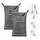 NALAN Hanging Laundry Hamper Bag Behind Door Hampers for Laundry Hanging Save Space Zipper Laundry Hamper Door Hanging with 2 PCs Stainless Steel Hooks Suction Hooks for WallBathroom Grey2Pack