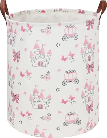 HKEC 197 Laundry BasketKids Dirty Clothes HamperWaterproof Toys Storage BinRoom DecorGift BasketsNursery HamperPink Princess