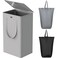 WOWLIVE 100L Laundry Hamper with Lid Large Foldbale Laundry Basket with 2 Removable Bags and Handles Tall Collapsible Dirty Clothes Hamper for Laundry Room Bathroom Dorm Grey
