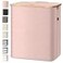 BALEINE Laundry Hamper with Lid Tall Laundry Baskets with Bamboo Pull Handles Large Laundry Bin with Internal Support 36 Gal140L Pink