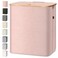 BALEINE Laundry Hamper with Lid Tall Laundry Baskets with Bamboo Pull Handles Large Laundry Bin with Internal Support 36 Gal140L Pink