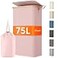 Lifewit 75L Slim Laundry Hamper with Lid Narrow Laundry Basket with Removable Bag Bamboo Handles Fodable Thin Dirty Clothes Hamper for Laundry Collapsible Bin for Bathroom Bedroom Dorm Pink