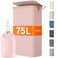 Lifewit 75L Slim Laundry Hamper with Lid Narrow Laundry Basket with Removable Bag Bamboo Handles Fodable Thin Dirty Clothes Hamper for Laundry Collapsible Bin for Bathroom Bedroom Dorm Pink