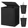 WOWLIVE 180L Double Laundry Hamper with Lid and Removable Laundry Bags Large Dirty Clothes Hamper 2 section Collapsible Laundry Basket Dorm Room Storage for Bedroom Bathroom CollegeBlack
