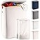 LONBET Laundry Basket with Lid Made from Breathable Fabric Aesthetic Clothes Hampers for Laundry with Side Handles Sturdy Bamboo Frame 40 Gallons Double Beige