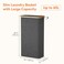 Lifewit 65L Slim Laundry Hamper with Lid Narrow Laundry Basket with Removable Bag Bamboo Handles Fodable Thin Dirty Clothes Hamper for Laundry Collapsible Bin for Bathroom Bedroom Dorm Dark Gray