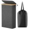 Lifewit 65L Slim Laundry Hamper with Lid Narrow Laundry Basket with Removable Bag Bamboo Handles Fodable Thin Dirty Clothes Hamper for Laundry Collapsible Bin for Bathroom Bedroom Dorm Dark Gray