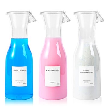 VOTLEVT 40OZ Laundry Detergent Dispenser Laundry Soap Dispenser Fabric Softener Dispenser Liquid Laundry Detergent Holder Container Organizer Laundry Room Organization and Storage 3 Pack