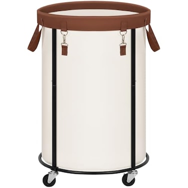STORAGE MANIAC Rolling Laundry Hamper with Wheels 110L Laundry Basket Round Laundry Cart with Metal Frame and Removable Bag Clothes Hamper for Bedroom Bathroom Dorm Room Laundry Room Beige