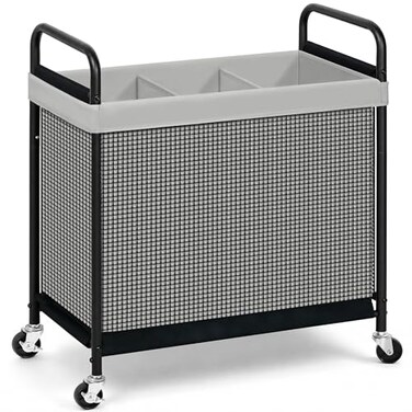 STORAGE MANIAC Rolling Laundry Hamper with Wheels 3Section Laundry Sorter Rolling Laundrys Basket on Wheels with Removable Bag Clothes Hamper Laundrys Organizer Cart Bathroom Bedroom 120L Grey