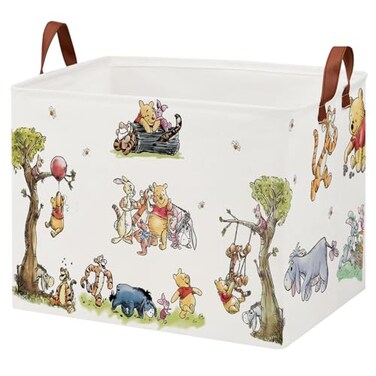 X-SIGA XSIGA Cute Bear Nursery Storage Basket With Hard BottomClassic Bear Decorative Storage Hamper With Waterproof PE CoatingLarge Square Canvas Cotton Laundry Bin for Baby StuffDiaper Bag