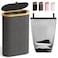 Bathola Slim Laundry Hamper with Lid 60L Small Laundry Basket with HandlesRemovable Bag Thin Dirty Clothes Hampers for Laundry Narrow Laundry Hampers for Bedroom Aesthetic Dark Grey