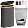 Bathola Slim Laundry Hamper with Lid 60L Small Laundry Basket with HandlesRemovable Bag Thin Dirty Clothes Hampers for Laundry Narrow Laundry Hampers for Bedroom Aesthetic Dark Grey