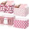Chunful 4 Pcs Halloween Storage Baskets Pink Ghost Laundry Boo Basket Pink Hamper Foldable Storage Bins with Handle Collapsible Organizer for Home Closet Office Bedroom