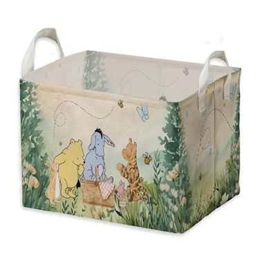 ZsaTuiy Winnie Nursery Decor the Pooh Baby Stuff Winnie Storage Nursery Basket Large squarecanvas Laundry Hamper With A Waterproof PECoating Foldable Toys Bin Baby Nursery HamperDecor Classic
