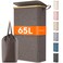 Lifewit 65L Slim Laundry Hamper with Lid Narrow Laundry Basket with Removable Bag Bamboo Handles Fodable Thin Dirty Clothes Hamper for Laundry Collapsible Bin for Bathroom Bedroom Dorm Brown