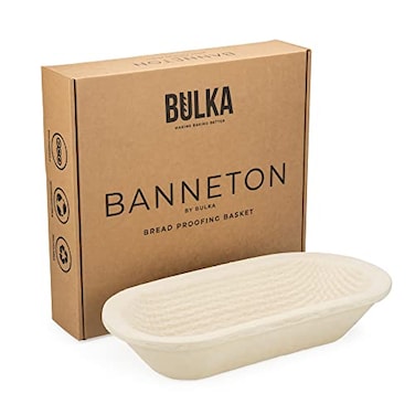Bulka Large Oval 1kg Waffle Banneton Bread Proofing Basket Pressed Wood Pulp Sourdough Proofing Basket NonStick Brotform Sourdough Bread Baking Supplies Made in Germany