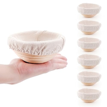 DOYOLLA Mini Bread Dough Proofing Basket Liner Set of 6 5 inch Sourdough Bread Bakery Bowls for Professional Home Bakers