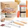 WERTIOO Sourdough Bread Baking Supplies Sourdough Starter Kit 2 9 Inch Round Banneton Bread Proofing Basket with 24 Oz Glass Jar Sour Dough Tools with Danish Dough Whisk Scraper